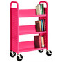 Sandusky; Book Truck, Single-Sided With 3 Sloped Shelves, 46 inch;H x 32 inch;W x 14 inch;D, Pink
