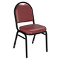 National Public Seating Dome-Back Stacking Chairs, Vinyl, Pleasant Burgundy/Black, Set Of 2