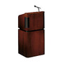 Oklahoma Sound Combo Wireless-Ready Tabletop Lectern, With Handheld Microphone, 28 inch;H x 24 inch;W x 20 inch;D, Mahogany/Walnut