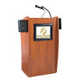 Oklahoma Sound Vision Wireless-Ready Lectern, With 15 inch; LCD Screen And Remote, 46 inch;H x 24 inch;W x 21 inch;D, Cherry/Black