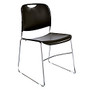 National Public Seating Hi-Tech Compact Stack Chair, 31 inch;H x 17 1/2 inch;W x 22 1/2 inch;D, Chrome/Black Pack Of 4