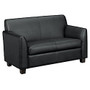 Basyx&trade; Leather Club Loveseat, 32 inch;H x 53 1/2 inch;W x 28 3/4 inch;D, Mahogany Frame, Black Leather