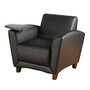 Lorell; Bonded Leather Reception Chair With Table Arm, 36 inch;H x 34 1/2 inch;W x 31 3/10 inch;D, Black