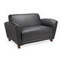 Lorell; Bonded Leather Reception Loveseat, 31 3/10 inch;H x 55 inch;W x 34 1/2 inch;D, Black