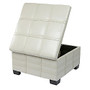 Office Star&trade; Ave Six; Bonded Leather Detour Strap Storage Ottoman, Cream