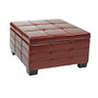 Office Star&trade; Ave Six; Bonded Leather Detour Strap Storage Ottoman, Crimson Red