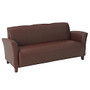 Office Star&trade; Breeze Eco-Leather Club Sofa, 32 inch;H x 72 inch;W x 28 1/2 inch;D, Wine
