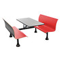 OFM Retro Bench, 24 inch; x 48 inch; Tabletop, 39 1/2 inch;H x 68 inch;W x 48 inch;D, Red Bench/Black Frame