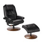 SEI Naples Leather Reclining Chair And Ottoman Set, Black