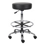 Boss Medical Stool With Foot Ring, 34 inch;H x 25 inch;W X 25 inch;D, Black/Chrome