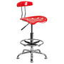 Flash Furniture Vibrant Drafting Stool, Red/Chrome