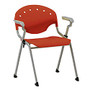 OFM Rico Stacking Chair, With Arms, Red, Set Of 6