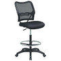 Office Star&trade; Space Fabric Drafting Chair With Nylon Base, 51 inch;H x 21 1/4 inch;W x 25 1/2 inch;D, Black
