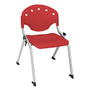 OFM Rico Student Stack Chair, 25 inch;H x 18 inch;D x 18 inch;W, Red/Silver, Set Of 6