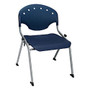 OFM Rico Student Stack Chair, 30 inch;H x 22 inch;D x 24 inch;W, Navy/Silver, Set Of 6