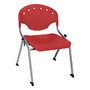 OFM Rico Student Stack Chair, 30 inch;H x 22 inch;D x 24 inch;W, Red/Silver, Set Of 6