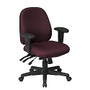 Office Star; Work Smart Ergonomic Multifunction Mid-Back Chair, 41 1/2 inch;H x 25 inch;W x 25 1/2 inch;D, Burgundy/Black