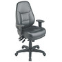 Office Star&trade; Work Smart High-Back Leather Chair, 48 1/2 inch;H x 27 1/4 inch;W x 26 inch;D, Black Frame, Black Leather