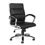 Offices To Go&trade; Luxehide Executive Chair, With Segmented Cushion, 41 inch;H x 24 1/2 inch;W x 24 1/2 inch;D, Black/Aluminum