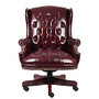 Boss Office Products Traditional High-Back Executive Chair, 44 inch;H x 30 inch;W x 32 inch;D, Mahogany Frame, Burgundy Vinyl
