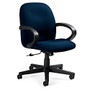 Global; Enterprise; Low-Back Tilter Chair, 39 inch;H x 24 1/2 inch;W x 26 inch;D, Black Frame, Navy Fabric