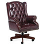 Global; Traditional&trade; Series High-Back Faux Leather Chair, 44 1/2 inch;H x 29 inch;W x 30 inch;D, Mahogany Frame, Oxblood Burgundy Vinyl