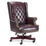 Lorell; Berkeley Series Traditional Executive High-Back Chair, 44 inch;-46 inch;H x 30 inch;W x 32 inch;D, Burgundy/Mahogany
