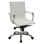 Lorell; Modern Series Mid-Back Bonded Leather Chair, White