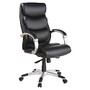 Lorell&trade; Bonded Leather High-Back Chair With Flex Arms, Black/Silver