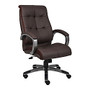 Lorell&trade; Bonded Leather Tufted High-Back Swivel Chair, Brown/Pewter