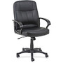 Lorell&trade; Chadwick Managerial Mid-Back Leather Chair, 42 1/2 inch;H x 26 inch;W x 38 inch;D, Black Frame, Black Leather