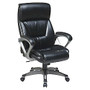 Lorell&trade; Eco Leather High-Back Chair, Black/Titanium