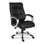 Lorell&trade; Executive Bonded Leather Swivel Chair, 44 1/2 inch;H x 27 inch;W x 32 inch;D, Silver Frame, Black Leather