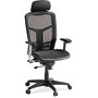 Lorell&trade; High Back Mesh Chair, 51 inch;H x 28 1/2 inch;W x 28 1/2 inch;D, Black Frame, Black Fabric