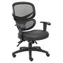 Lorell&trade; Leather Mesh-Back Mid-Back Chair, Black