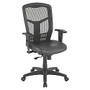 Lorell&trade; Mesh/Leather High-Back Chair, Black