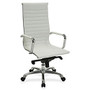 Lorell&trade; Modern Chair Series Leather High-Back Chair, White/Chrome