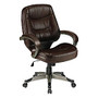 Lorell&trade; Westlake Series Managerial Mid-Back Leather Chair, 43 inch;H x 26 1/2 inch;W x 28 1/2 inch;D, Saddle/Champagne