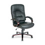 Lorell&trade; Woodbridge Series Executive High-Back Leather Chair, 46 1/4 inch;H x 26 1/2 inch;W x 30 inch;D, Black/Mahogany