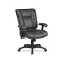 Office Star&trade; Deluxe Leather Mid-Back Chair With Pillow-Top Seat And Back, 42 1/2 inch;H x 28 inch;W x 28 3/4 inch;D, Black