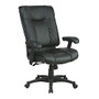 Office Star&trade; High-Back Leather Chair With Pillow Top Seat And Back, 46 3/4 inch;H x 28 1/2 inch;W x 30 3/4 inch;D, Black Frame, Black Leather