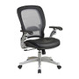 Office Star&trade; Professional AirGrid High-Back Leather Chair, 44 inch;H x 27 1/2 inch;W x 27 inch;D, Platinum Frame, Black Leather