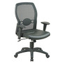 Office Star&trade; Screen-Back Chair With Leather Seat, Black