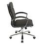 Office Star&trade; WorkSmart Executive Faux Leather Mid-Back Chair, Black/Silver