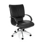 OFM Sharp Series Leather Mid-Back Executive Chair, Black/Silver