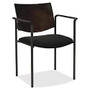 Lorell Guest Chair with Arms - Vinyl Black Seat - Wood Espresso, Plywood Back - Steel Frame - Espresso - 15.50 inch; Seat Width x 17.50 inch; Seat Depth - 23 inch; Width x 18.5 inch; Depth x 13.5 inch; Height