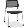Lorell Stackable Guest Chairs - Black Seat - Black Back - Metal Powder Coated Frame - Four-legged Base - 22.3 inch; Width x 23.5 inch; Depth x 32.5 inch; Height