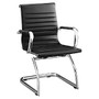 Lorell; Modern Mid-Back Leather Guest Chairs, Black/Chrome, Set Of 2