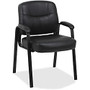 Lorell&trade; Chadwick Executive Leather Guest Chair, 35 inch;H x 26 inch;W x 28 inch;D, Black Frame, Black Leather