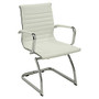Lorell&trade; Modern Chair Series Mid-Back Guest Chair, White/Chrome